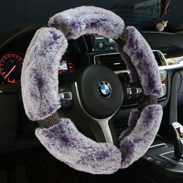 Car Steering Wheel Cover Winter Plush Steering Wheel Cover Korea Diamond Fashion Cute Handle Cover Car Accessories - Image 5