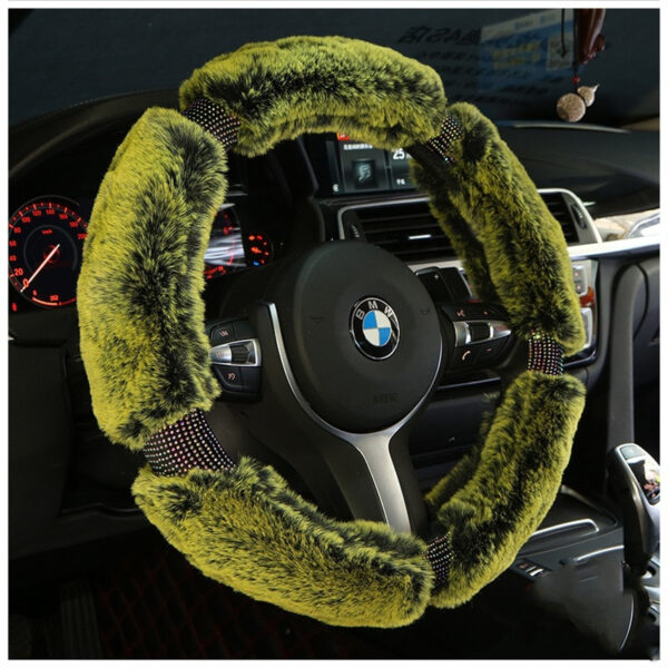 Car Steering Wheel Cover Winter Plush Steering Wheel Cover Korea Diamond Fashion Cute Handle Cover Car Accessories - Image 2