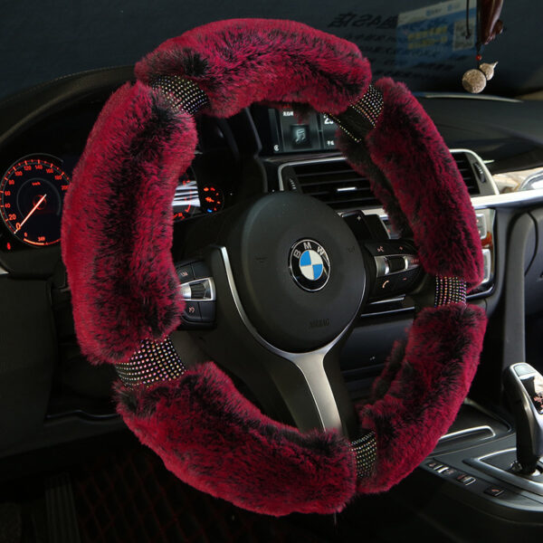 Car Steering Wheel Cover Winter Plush Steering Wheel Cover Korea Diamond Fashion Cute Handle Cover Car Accessories - Image 6