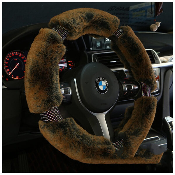 Car Steering Wheel Cover Winter Plush Steering Wheel Cover Korea Diamond Fashion Cute Handle Cover Car Accessories - Image 4