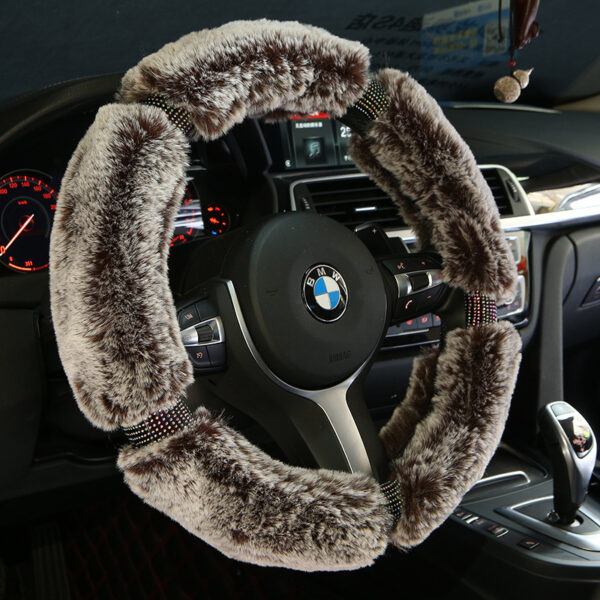 Car Steering Wheel Cover Winter Plush Steering Wheel Cover Korea Diamond Fashion Cute Handle Cover Car Accessories - Image 3