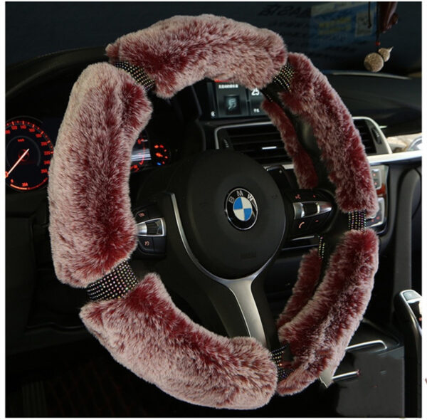 Car Steering Wheel Cover Winter Plush Steering Wheel Cover Korea Diamond Fashion Cute Handle Cover Car Accessories - Image 7