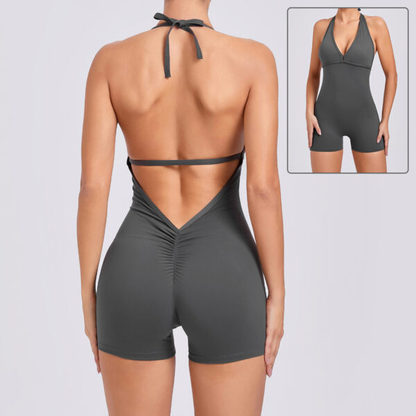 Yoga Pants Halter Neck Jumpsuit Beauty Back Shorts High Elastic One-piece Fitness For Womens Clothing - Image 2