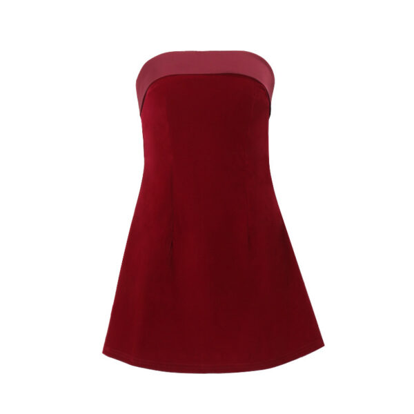 Ins Slim Tube-top Dress Fashion Zipper A-line Short Dresses Party Evening Clothing For Women - Image 4